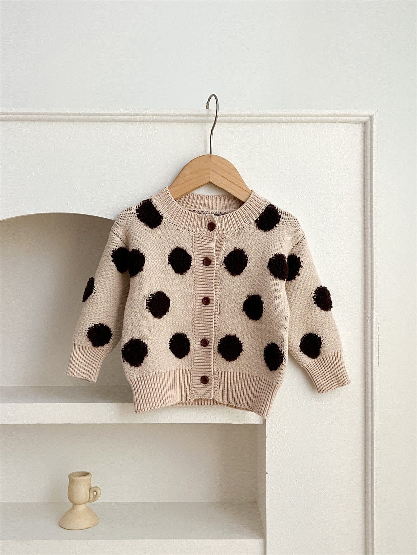 Children’s Polka Dots Knitted Cardigan for Spring – Boys and Girls Sweater