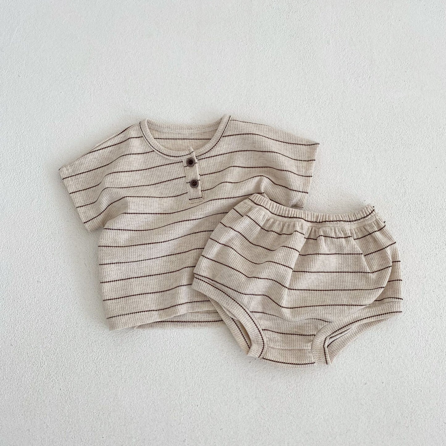 Baby Striped Pattern T-Shirt Shorts Casual Comfy Sets