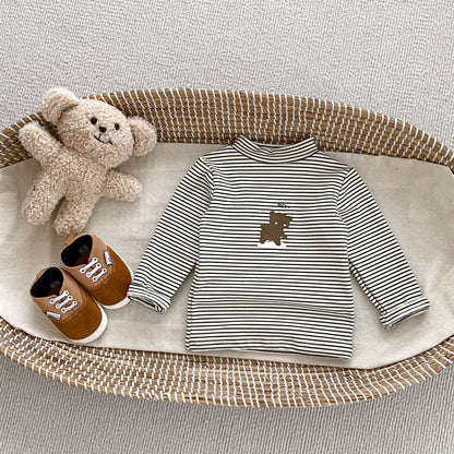 New Arrival Autumn Baby Boys Long Sleeves Striped Teddy Top Shirt and Versatile Pants – 2 Pieces Matching Set