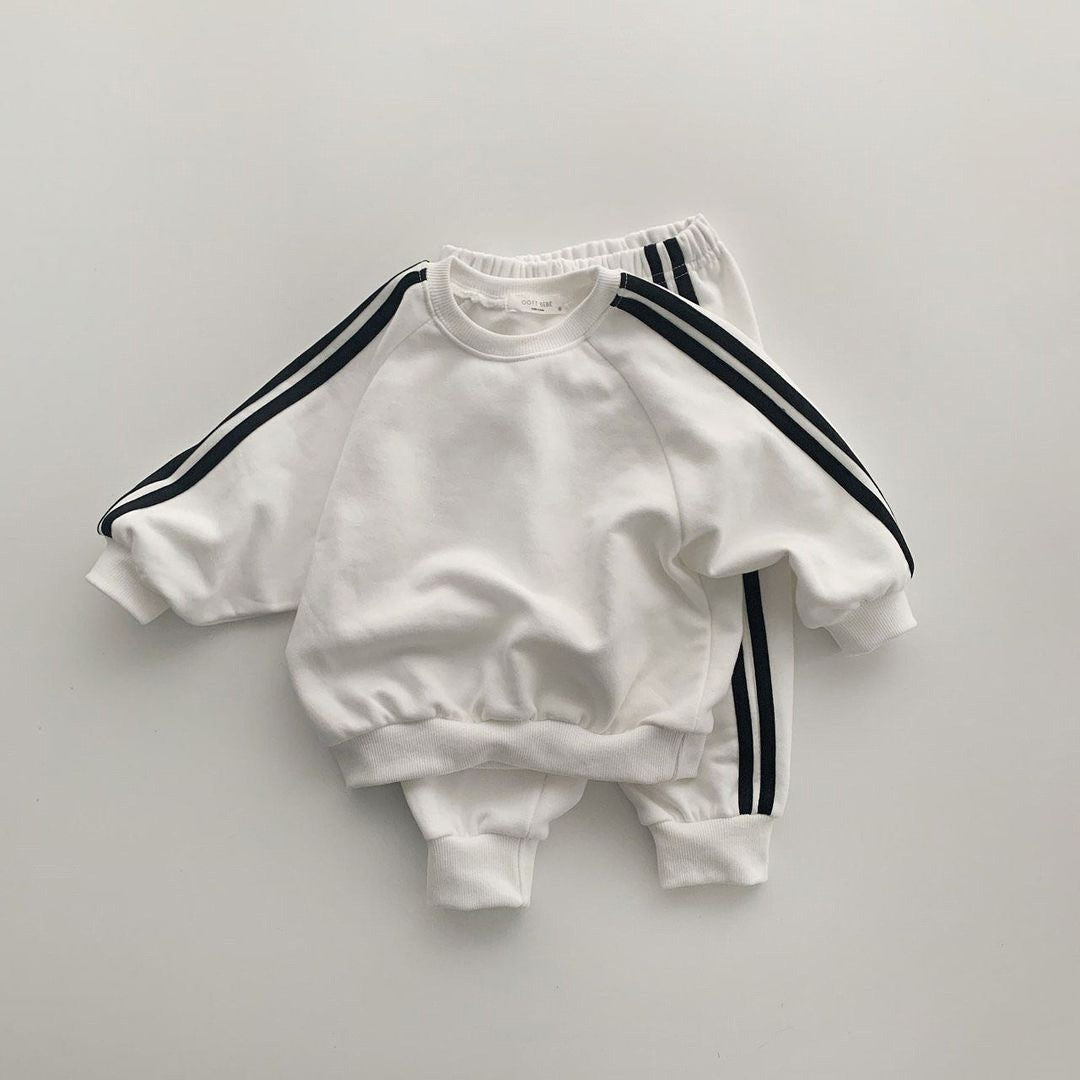 Autumn Baby Kids Unisex Casual Striped Long Sleeves Pullover and Pants 2-Piece Sportswear Clothing Set