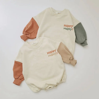 Baby Colorblocking Sleeve Design Long Sleeve Bodysuit