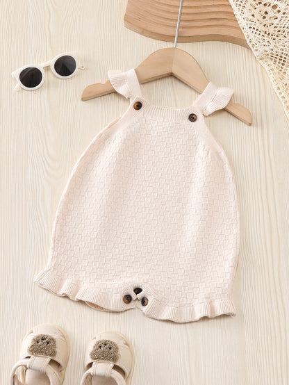 New Arrival Summer Baby Kids Girls Plaid Pattern Simple Solid Color Sleeveless Strap Knitted Onesies